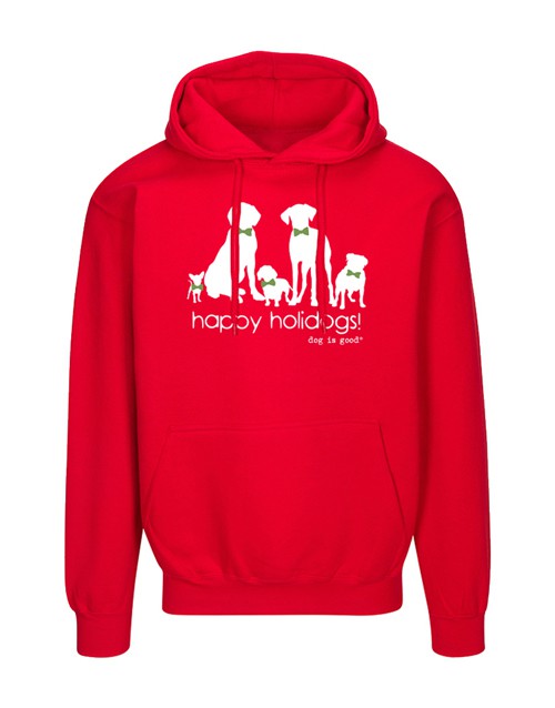 Hoodie: Happy Holidogs (Unisex, Red)