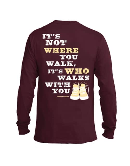 Long Sleeve T-shirt: Never Walk Alone (Maroon, Unisex)